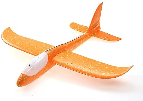 ELLUG großes XXL Segelflugzeug Segelflieger aus Styropor mit LED Beleuchtung 49 * 48 * 12,5cm Flugzeug Flieger Outdoor-Sport Wurf-Spielzeug (Orange)