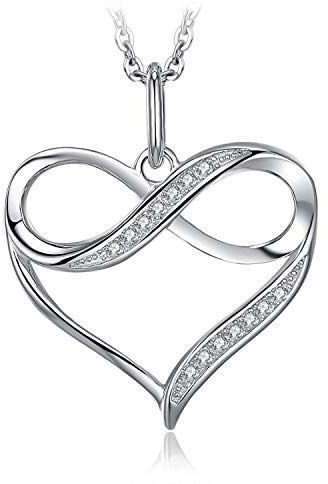JewelryPalace Kette Liebe Herz Infinity Anhänger mit Zirkonia Stein 45CM, Ketten Silber Halskette Damen Silber 925 Collier Damen, Ketten Unendlichkeit für Mädchen,Schmuck für Frauen Valentinstag