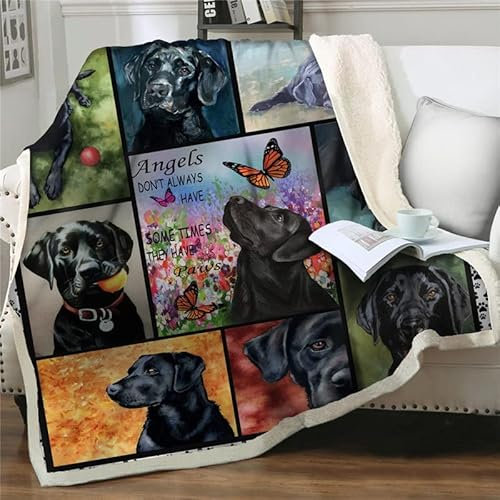 ZZXHG Kuscheldecke Flauschig Baby Schwarzer Labrador, Weiche Flanell Fleecedecke Plüsch Decke für Kinder Haustier, Warm Sofadecke Wohndecke Couchdecke Wolldecke Tagesdecke - 75x100 cm