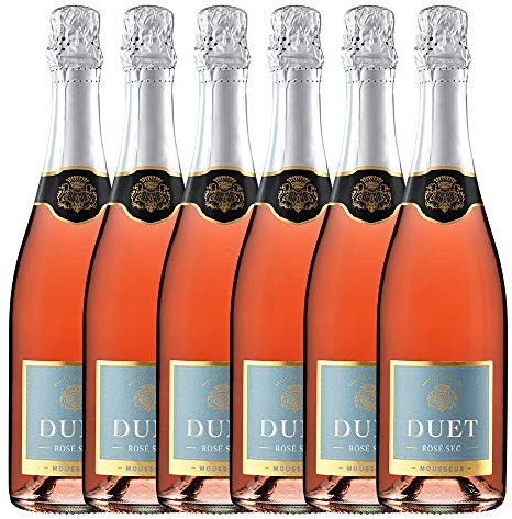 DUET Vino Espumoso Rosado Semi Seco - 6 botellas x 750ml - Total:4500ml
