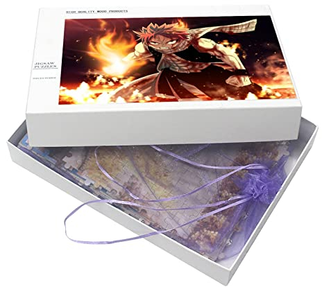 Erwachsene Kinder Puzzles 1000 Teile Puzzle Anime Fairy Tail einfaches Puzzle Natsu Dragneel Fire Scarf Puzzle Bildung Spiel Spielzeug Familie Dekoration,Papppuzzle(38x26cm)