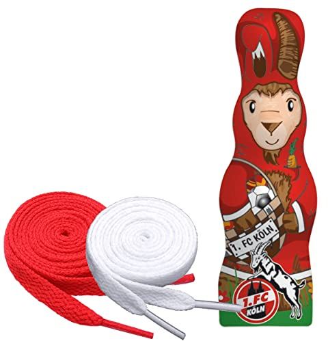 King of Trade 1. FC Köln Schoko Osterhase ca. 20 cm / 90 g + 2 Paar Fan-Schnürsenkel