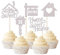 Xsstarmi 30 Pack Silver Glitter Sweet Home Cupcake Toppers Key Housewarming Cupcake Picks Welcome New Home Cake Decorations for New Home House Warming Party Supplies