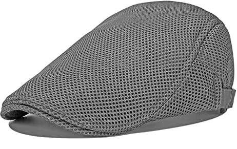 Flatcap Herren Sommer, Schiebermütze Flatcap Sommer Mesh Flache Kappe Newsboy Schirmmütze, Schirmmütze Herren Sommer Hut Kappe Flatcap Schiebermütze Einstellbar 55 cm - 60 cm (Dunkelgrau)