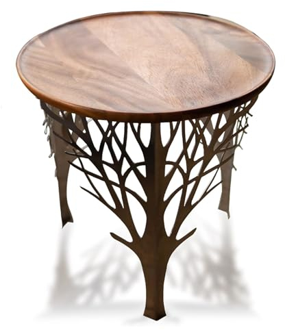 TriBranch Couchtisch – Geöltes Akazienholz, Aluminiumfüße in Baum-Optik