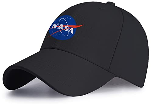 FLOATING Baseball Cap für Herren, NASA Cotton Cap Verstellbarem Männer Frauen Outdoor Running Freizeit Hut-Black||57-59cm