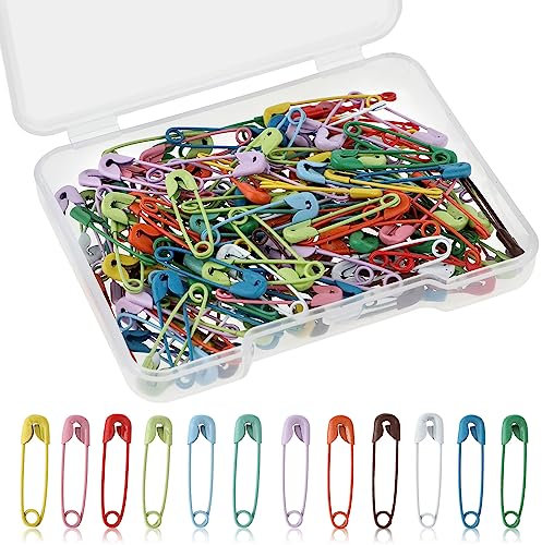 Bewudy 150 Stück Sicherheitsnadeln Klein, 19mm Große Sicherheit Pins, Gebogene Sicherheitsnadeln Gebogene Sicherheitsnadeln für Kleidung Basteln Nähen Säumen Craft, Rostbeständig (Mehrfarbig)