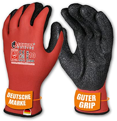 schutzmeister 120 Paar Premium Latex Paar Arbeitshandschuhe Herren - Größe 10/XL - Schutzhandschuhe mit flüssigkeitsabweisender Beschichtung, feines Tastgefühl, Handschuhe für Privat & Gewerbe