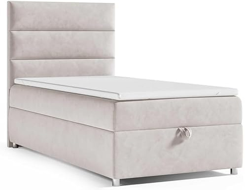 Best For Home Boxspringbett Trinity k-4 mit 7-Zonen Bonell-Federkernmatratze | Boxspringbett 90x200 | Boxsprintbett mit Matratze Und Stauraum | Polsterbett 90x200 - Lieferung bis Bordsteinkante