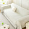 ANAZOZ Sofabezug 1 Sitzer, Sofa Decken Bezug Chenille Einfarbige Creme mit Fransen Couch Überzug 180x180