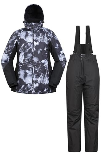 Mountain Warehouse Womens Ski Jacket & Pants Set - Padded Insulation, Snowskirt, Zipped pockets & Adjustable Hood - Best for Autumn, Winter, Outdoors & Travelling Monochrome Women's Size 16
