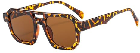 LJCZKA Gafas de Sol Doble Puentes Retro Para Mujeres y Hombres, 70s Estilo Vintage Piloto Gafas Protectoras UV400