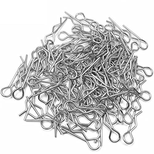 Clips de carrosserie de Voiture RC en Acier Inoxydable | Pièces de Rechange pour Voiture télécommandée, 1/8ème 1/10ème échelle 100 pièces de Rechange pour véhicules télécommandés Pièces de