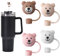 Xumann 4PCS Bear Straw Covers Cap for Stanley Cup Straw Topper, Cups Straw Cover Accessories
