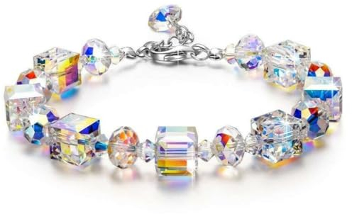 TNSRAY Armband Damen mit Shining Zirkonia Kristall Armband Silber Geschenk, Muttertagsgeschenke Damen Armband Frauen Armreif Schmuck Kristalle Damenarmband, für Freundin Mutter Ehefrau