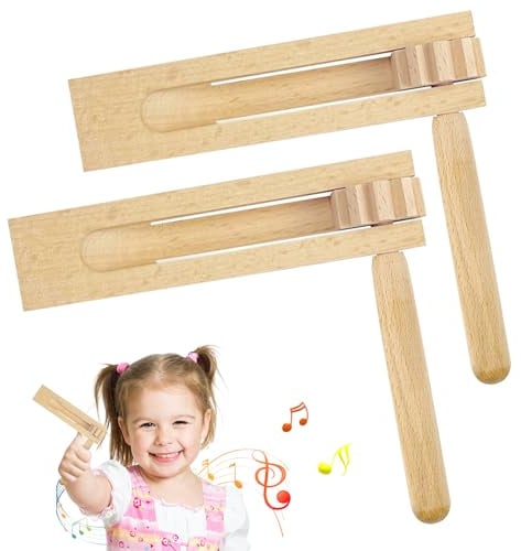 SPERMUOY Holzratsche,2 Stück Holz Spinning Ratsche Holz Rassel Ratsche Doppelratsche Musikinstrument für Kinder,Ratsche aus Holz für Spiele Parteien Veranstaltungen, Sportveranstaltungen