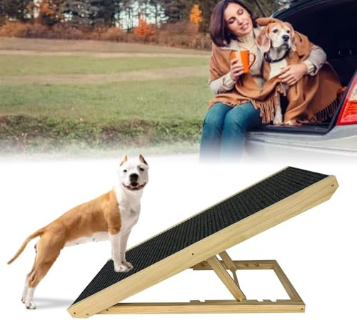 ACXIN Hunderampe 100cm Hundetreppe Höhenverstellbar Rampe Hund Auto Klappbar mit Anti-rutsch Einsatz Hundetreppe für Auto, Bett, Sofa, Kleine Hunde und Große Hunde