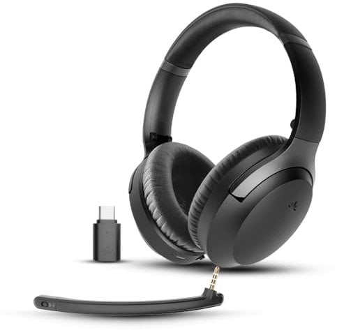 Avantalk Aria Pro 3 – Bluetooth-Headset mit abnehmbares Noise Cancelling Mikrofon für die Arbeit - 20 ms geringe Latenz, Dual-Verbindung (PC + Handy), USB-C-Dongle - für PS5-Gaming, Meetings & Musik