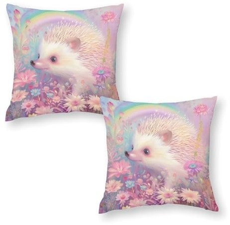 Xiputvl Igel Kissenbezug Süßes Igel Dekokissen with Invisible Zipper 2er Set Für Sofa Schlafzimmer Wohnzimmer 20x20