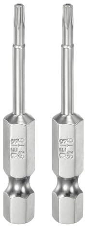QUARKZMAN 2Pcs T8 Bit de Seguridad Torx 1/4 Vástago Hexagonal 2 Largo Acero S2 Magnético Resistente a Manipulaciones Puntas de Estrella con Agujero para Destornillador Barrenas de Taladro