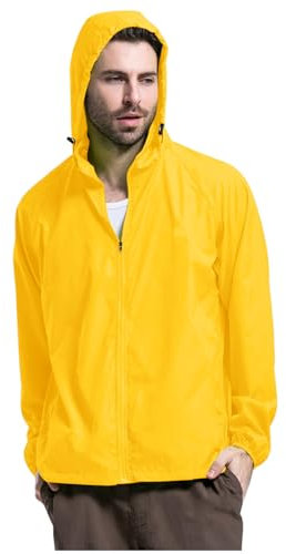 Beokeuioe Coupe-vent, avec fermeture éclair, pour homme, légère, coupe-vent, basique, veste de transition, imperméable, respirante, combinaison de pluie, protection solaire, résistante aux