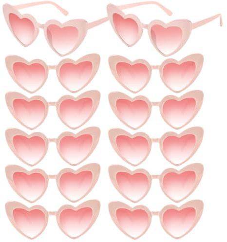 NACHLYNN Occhiali da sole a forma di cuore, 4/12/24 pezzi, occhiali da sole da donna, da uomo, polarizzati, per matrimoni, vacanze, attività all'aperto e servizi fotografici (12, rosa)