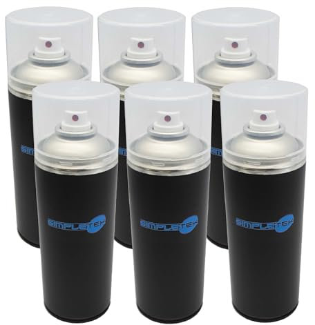 SIMPLETEK - Lot de 6 flacons de peinture en aérosol avec vernis noir brillant pour carrosserie 400 ml