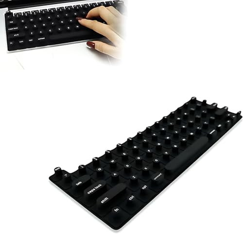 Keyboard Film for Nail Art,Full-Size Keyboard Film,Keyboard Cover for Long Nails,Silicone Raised Keyboard Protective Cover for Nail Art,Full-Size Nail Art Laptop Keyboard Cover for (Black-Round Shape)