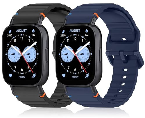 Hinnwer 22mm Armband Kompatibel mit Xiaomi Watch S4/Xiaomi Redmi Watch 5 Active/Redmi Watch 5 Lite/Watch S4 Sport/Watch 2/Watch S3, 2 Stück Silikon Uhrenarmband für Watch S1 Pro Schwarz Mitternacht