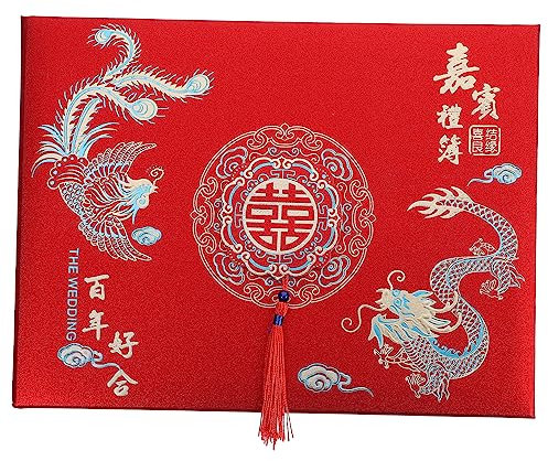 MAGICLULU Livre d'or De Mariage Chinois Signe Vintage pour Décoration De Mariage Livre d'or De Nuptiale