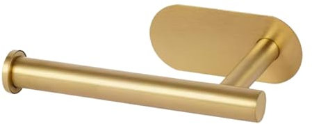 Gold Brushed Brass Toilet Roll Holder, Wall Mounted Toilet Roll Stand, No Drilling Holes Suction Toilet Roll Holder, Roller Frame Support for Tissue Placement(Gold)