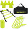 Mozi Sports Football Agility Speed Ladder & Cones Training Equipment for Kids & Adults Kit Agility Training Footwork Drills | Hurdles Goalkeeper Training Equipment (Floro)