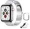 Kompatible Apple Watch Armband mit Gehäuse, Metall Armbänder mit Gehäuse für Apple Watch Ersatzarmband für Männer und Frauen Ultra 49 mm Serie 10 46 mm 42 mm (silber, 42MM 10se)