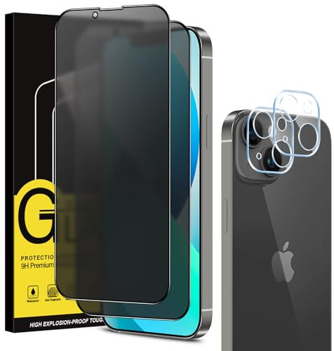 Coiwxmoi Matt Sichtschutz Panzer Schutz Glas für iPhone 13 und Kamera Glasfolie [2+2 Stück], Matte Sichtschutzfolie 10H Härte HD Anti-Spy Schutzfolie Blendschutz Anti-Fingerabdruck Kratzfest