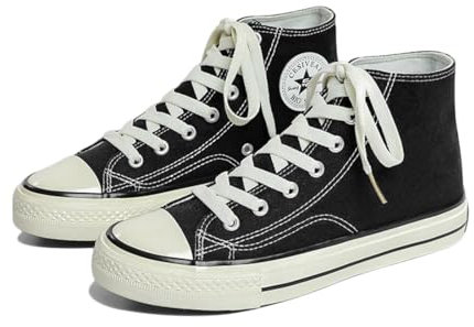 SIUSUMFO Adulto Zapatos De Lona Sneakers Clásico Zapatillas de Caña Alta Mujer de Deportivos Running Zapatos Atléticos Casuales 35.5 EU Negro