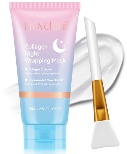 Maschera Viso al Collagene - Idratazione Intensa, Migliora l'Elasticità della Pelle, Riduce Rughe e Linee Sottili, Adatta a Tutti i Tipi di Pelle, Collagen Night Wrapping Mask