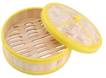 Ciieeo 1 Juego buque de vapor moño tapa cestas de vapor para cocinar vaporera de verduras comida al vapor de comida china vapor de bambú de un solo nivel de madera
