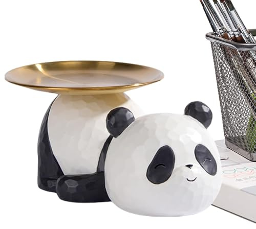 Cuenco Llavero, Bandeja para Llaves y Cartera - Bandeja para Joyas de Resina simpático Panda, para bandejas de Almacenamiento de Escritorio para Comedor, librería, entradas,