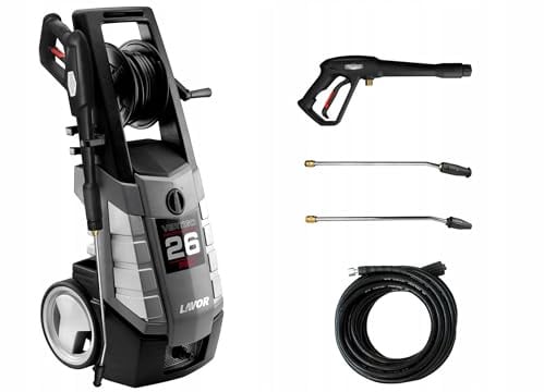 LAVOR Vertigo - Idropulitrice Vertigo 26 PRO 170 Bar, motore a induzione 2600 W, pompa in ottone, 540 l/h, con funzione di aspirazione dell'acqua, sistema ASS, avvolgitubo, pulizia perfetta per auto e