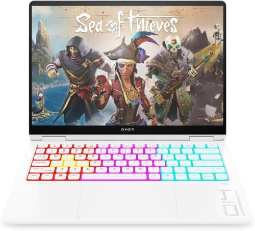 HP Omen Transcend 14-fb1000sf Ordinateur Portable Gaming 14 2.8K OLED 120 Hz, PC Portable Gamer (Intel Core 7 255H, RAM 32 Go, SSD 1024 Go, Nvidia GeForce RTX 5060 8Go, Windows 11), Laptop Blanc
