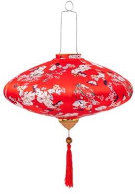 Retro-Blumenmuster-Seidenlaterne, asiatische traditionelle chinesische Hängelaterne, Stofflaterne, Licht, Außenlampe für Garten, Hof, Urlaub
