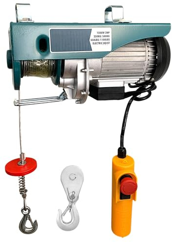 Argano Paranco Verricello Montacarichi Elettrico Portata Carico 125/250Kg 800W 1HP Cavo in Acciaio 18m Velocità di Sollevamento Fino a 10m/min Telecomando Cablato per uso Domestico e industriale