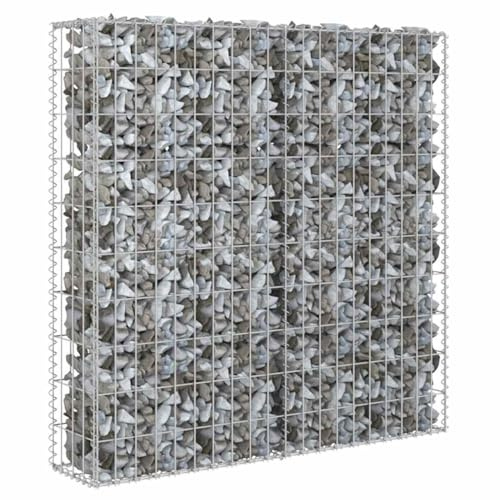 Mokuyary Gabionenwand mit Abdeckung Verzinkter Stahl 80x20x100 cm Gabionen Wand Drahtkorb, Steinkorb Steingabione Mauer, Gabionenkorb für Landschaft, Garten
