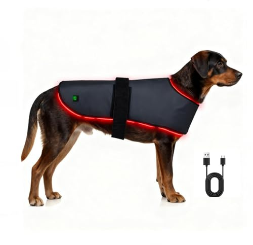 Pet Red Light Therapy Belt – 660nm & 850nm Infrared Heating Wrap for Dogs & Cats, Adjustable Dog Back Brace with 74 LEDs, 3 Modes, USB-C Rechargeable, 15-Min Timer (Red Light Belt L Size)