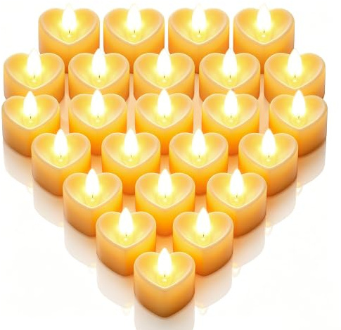 24 Pièces Bougies à LED Chauffe Plat sans Flamme, Sans Flamme Teelights | Tealights LED pratiques pour photophore, dîner, fête et décoration de table, mariage, Noël, Halloween et intérieur
