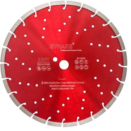 GVHAKG Diamant Trennscheibe 350 mm,Matrix-Diamantsegmente (350x25.4 mm) | 350 mm Diamantscheibe,Diamant Beton Trennscheibe mit 12 mm lasergeschweißt Segmente für Stahlbeton Beton Stein