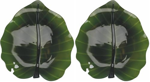 Villa d'Este Home Tivoli 2032 Plato hoja l. 28 cm, verde, La Cucina (Paquete de 2)