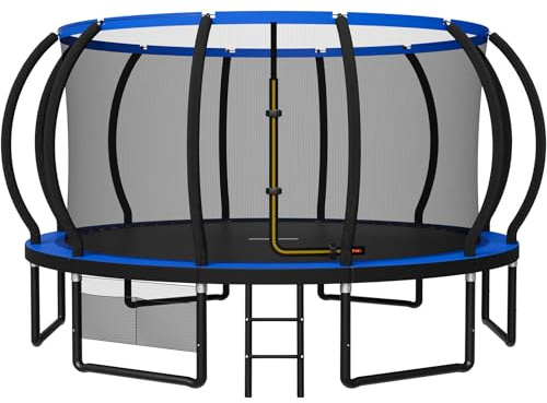 JUMMICO Trampolin Outdoor Ø 228/305/366/427/488 cm mit Schutznetz und Leiter, GS-geprüftes Freizeit-Trampolin für Kinder und Erwachsene, Rahmen mit Rostschutzbeschichtung, Belastbarkeit 150kg