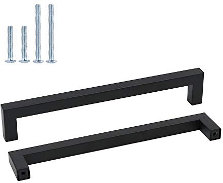 15 Stück Schwarz Möbelgriff Edelstahl Stangengriff Relinggriffe LSJ12BK224 Bohrlochabstand 224mm Küchengriff Schrankgriffe Schubladengriffe Quadratischer Griff