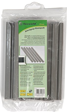 Floraworld Klemmprofil Classic 25er Set, Silbergrau, 3 x 1.5 x 19 cm